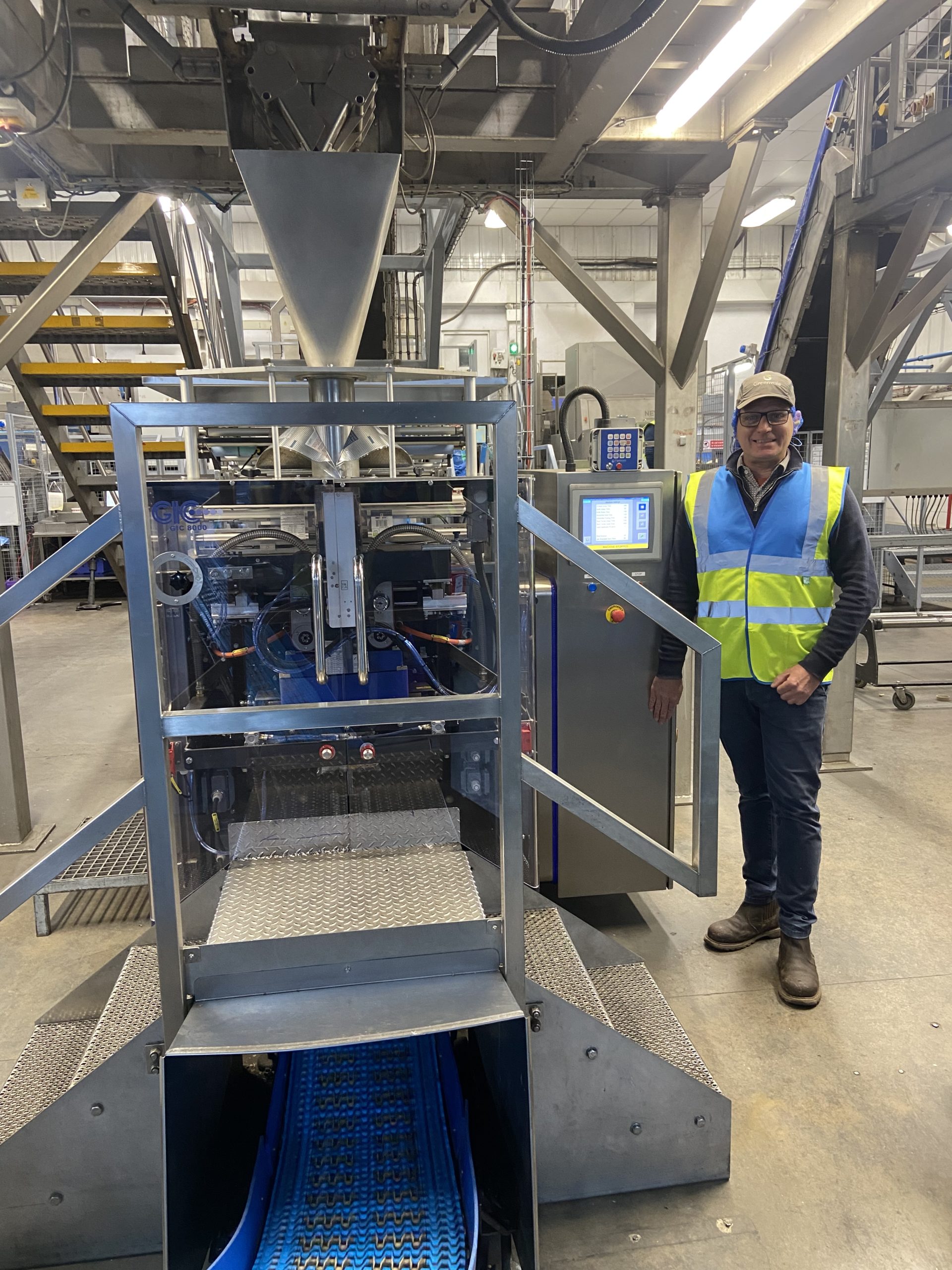 Adrian Dickson of Greenvale with the GIC VFFS machine